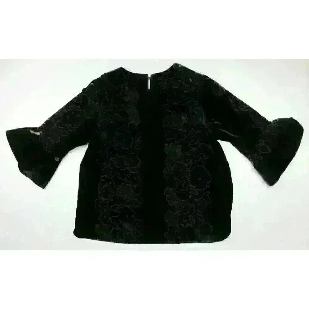 NEW! Calvin Klein Women’s 1X Velvet Floral Top NWT $129.50 - Picture 3 of 5